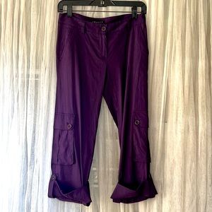 ⭐️ Theory PIKO linen dressy purple cargo pants pockets surgeon cuff women 0